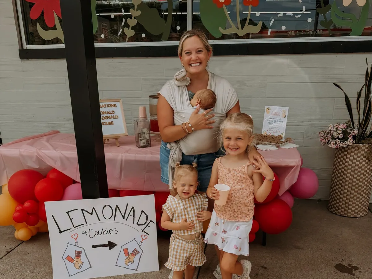 Family hosting a lemonade and cookie fundraiser.
