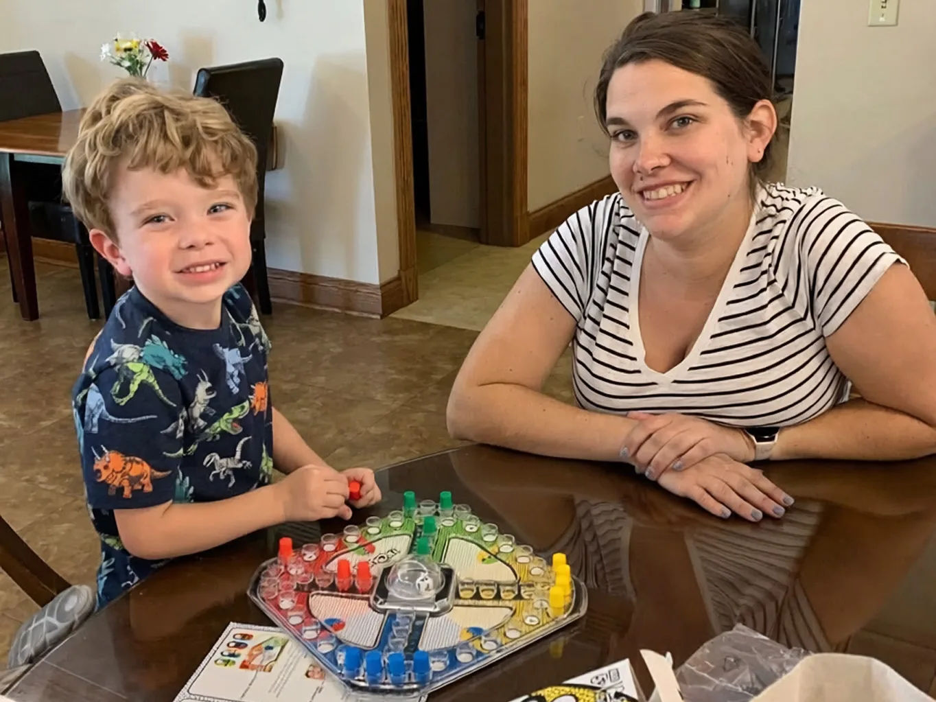 Adult and child playing together at Ronald McDonald House.